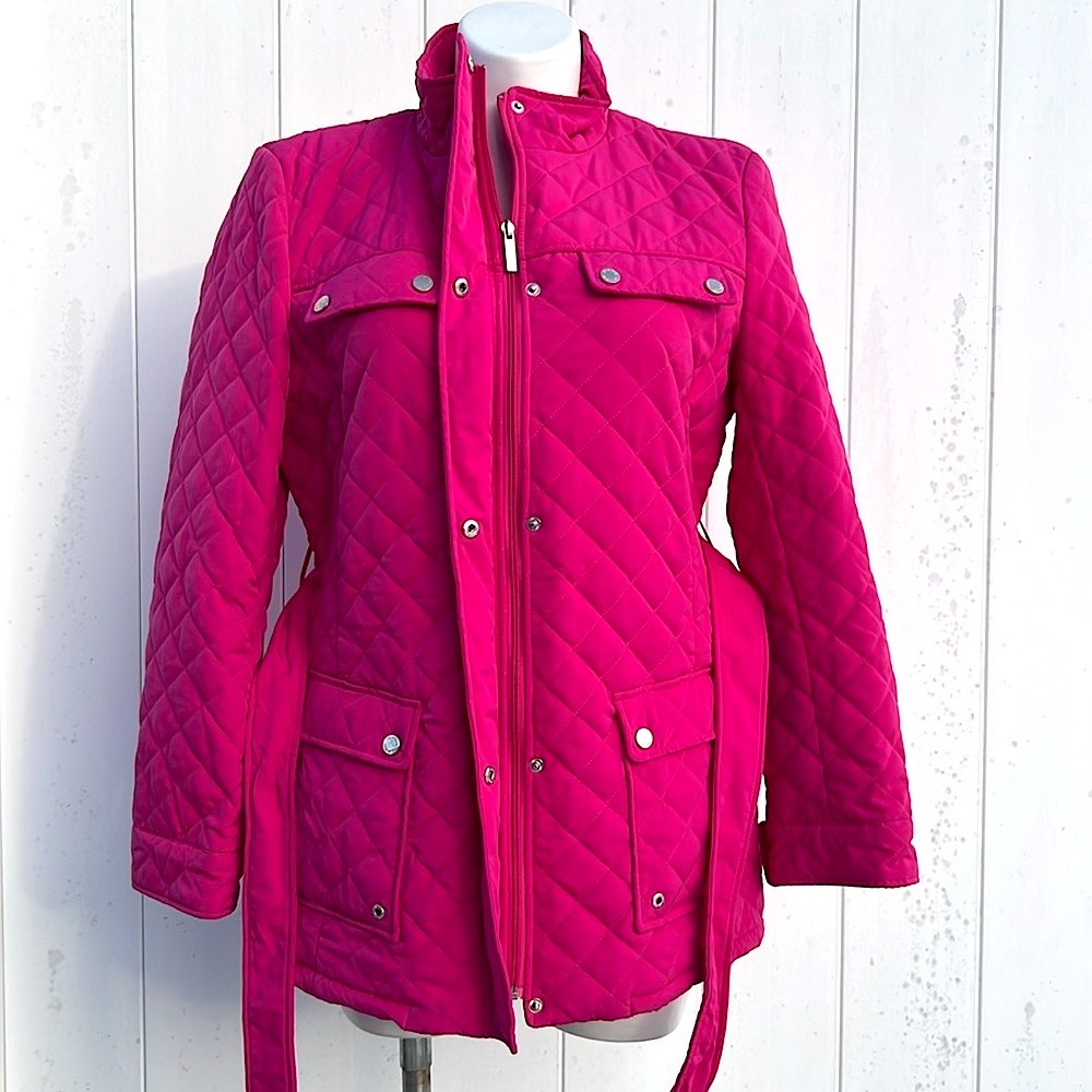 CALVIN KLEIN Hot Pink Quilted Faux Fur Lined Coat - Women’s XL - Picture 4 of 11